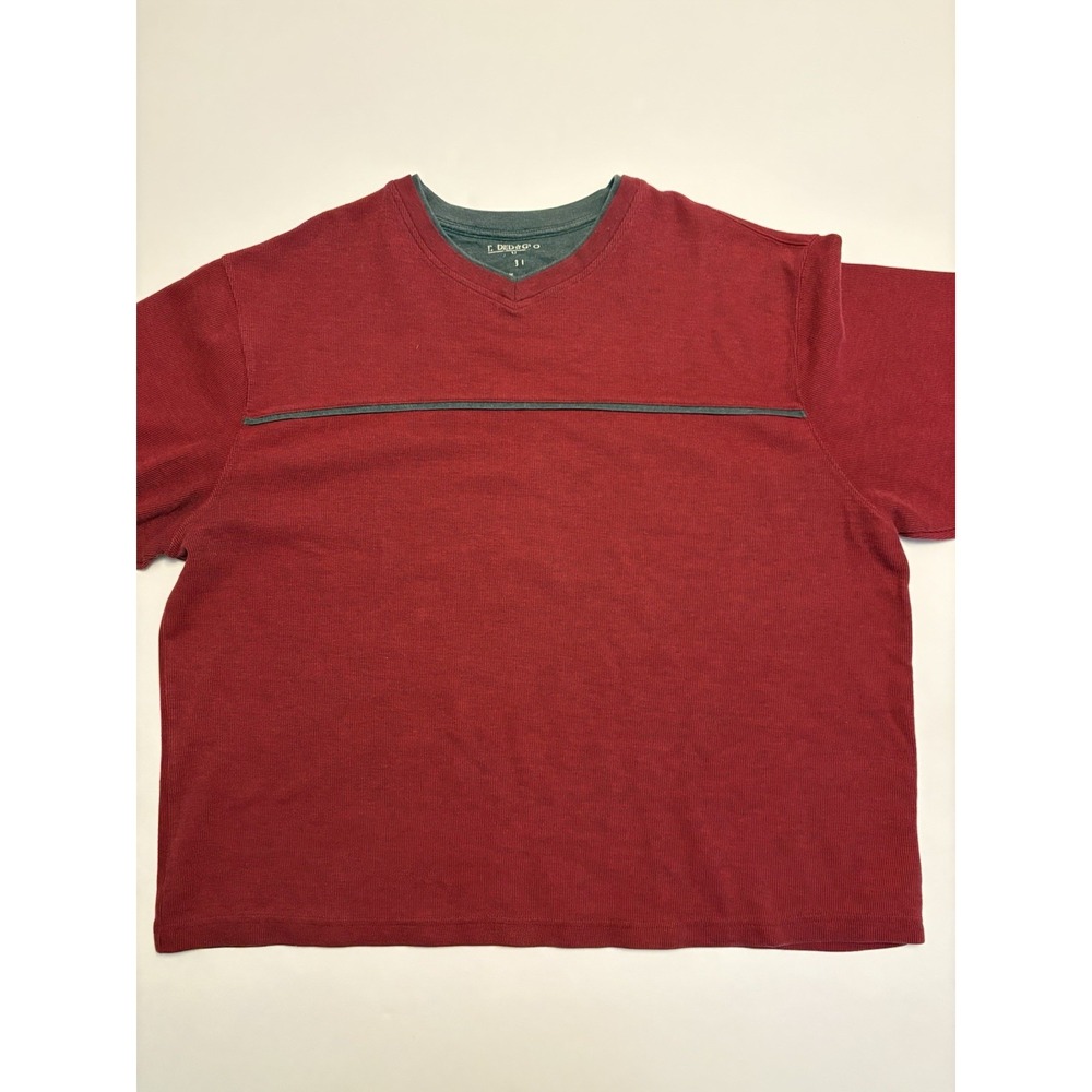 Faded Glory Vintage Burgundy V-Neck Pullover Sweatshirt XL 90s Grandpa Sweater